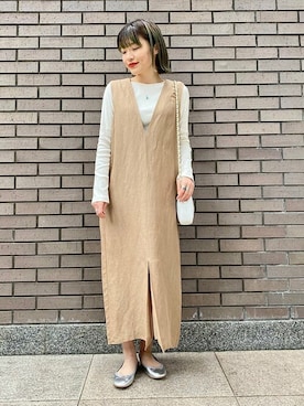 「SHIPS（シップス）のアイテム（ワンピース）」を使った、西平さん（レディース・160cm）の春コーディネート