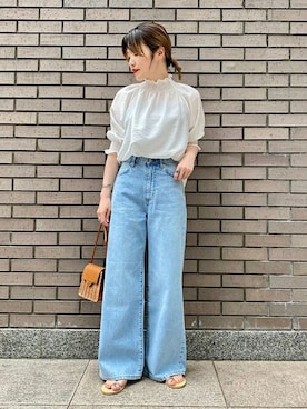 「ラタンバッグ」｜西平さん（レディース・160cm）の夏コーディネート