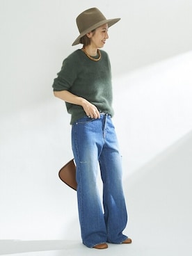 「アイテム（ニット/セーター）」を使った、norikoさん（レディース・156cm）の夏コーディネート