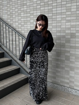 「ISOOK（アイスー）のアイテム（スカート）」を使った、ISOOKさん（レディース・152cm）の冬コーディネート