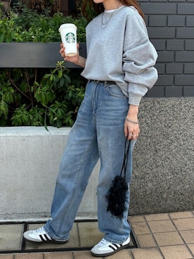 「ISOOK（アイスー）のアイテム（スウェット）」を使った、ISOOKさん（レディース・152cm）の冬コーディネート