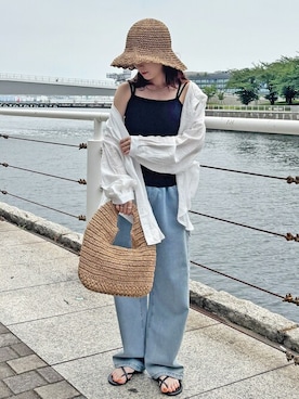 「ISOOK（アイスー）のアイテム（帽子）」を使った、ISOOKさん（レディース・152cm）の夏コーディネート