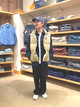 「アイテム（ダウンベスト）」を使った、Muraさん（メンズ・178cm）の秋コーディネート