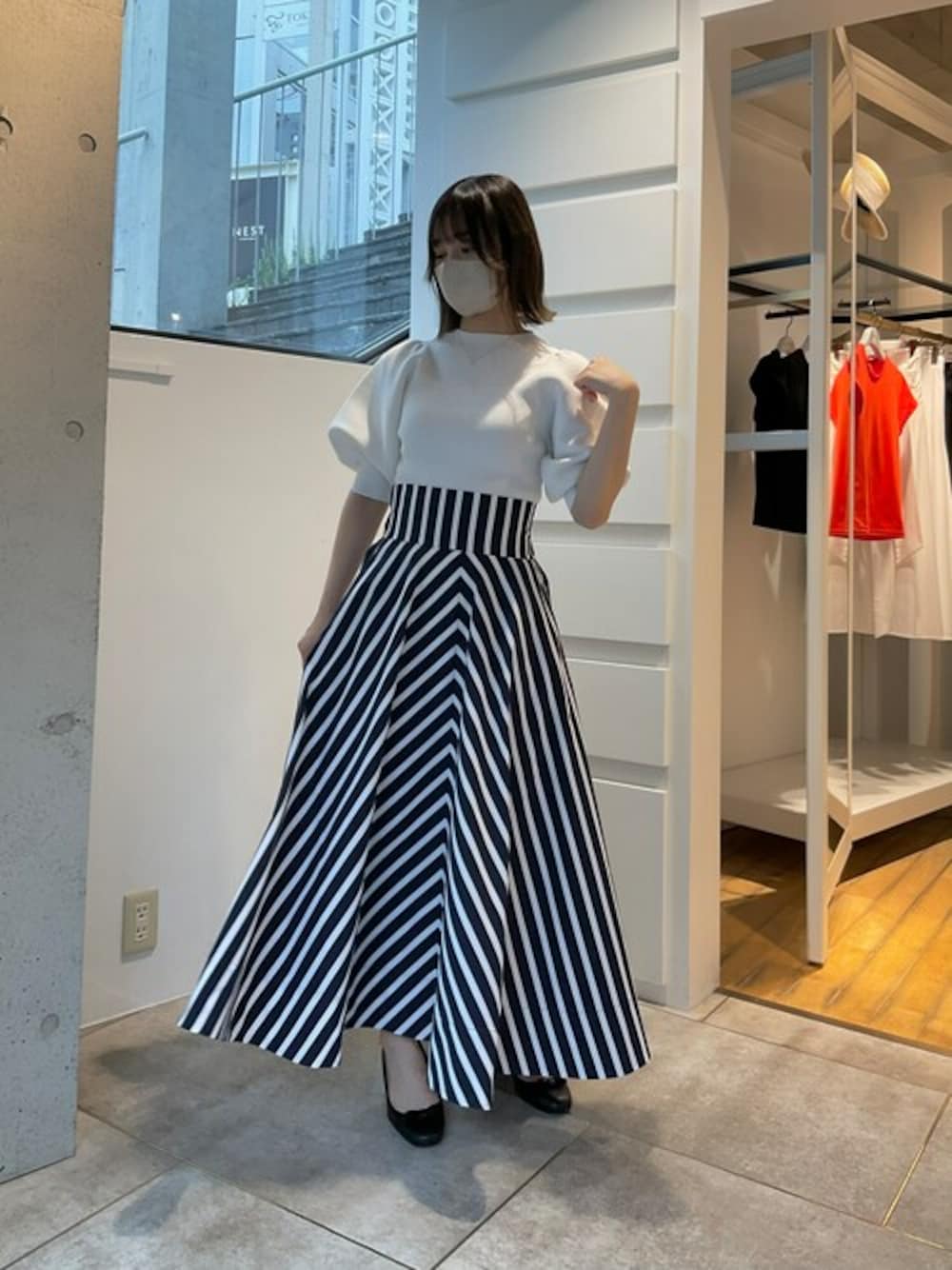 JENNE（ジェンヌ）の「シャープボーダーAラインスカート