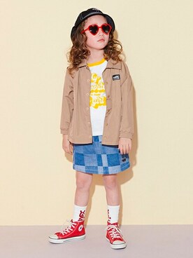 「x-girl stages」｜「アイテム（ブルゾン）」を使った、X-girl STAGES・XLARGE KIDSさん（キッズ・116cm）の春コーディネート