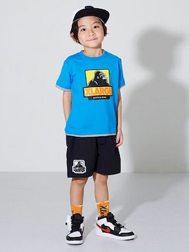 「XLARGE KIDS（エクストララージキッズ）のアイテム（ソックス/靴下）」を使った、X-girl STAGES・XLARGE KIDSさん（キッズ・113cm）の春コーディネート