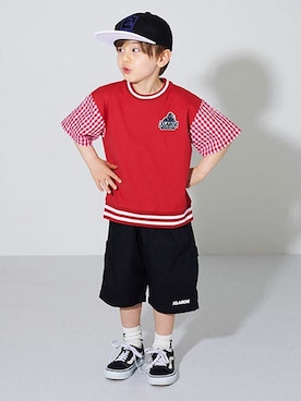 「XLARGE KIDS（エクストララージキッズ）のアイテム（ソックス/靴下）」を使った、X-girl STAGES・XLARGE KIDSさん（キッズ・108cm）の春コーディネート