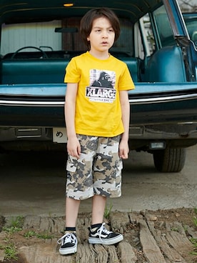 「XLARGE KIDS（エクストララージキッズ）のアイテム（ソックス/靴下）」を使った、X-girl STAGES・XLARGE KIDSさん（キッズ・113cm）の春コーディネート
