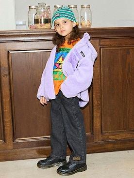 「アイテム（デニムパンツ、ブラック系）」を使った、X-girl STAGES・XLARGE KIDSさん（キッズ・110cm）の秋コーディネート