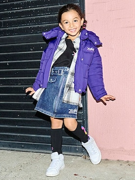 「x-girl stages」｜「アイテム（ジャケット/アウター）」を使った、X-girl STAGES・XLARGE KIDSさん（キッズ・110cm）の冬コーディネート