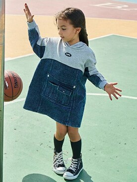 「ピグメント」｜「アイテム（ワンピース/ドレス）」を使った、X-girl STAGES・XLARGE KIDSさん（キッズ・110cm）の冬コーディネート