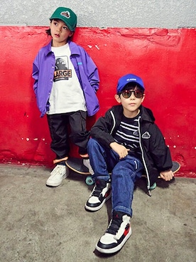 「XLARGE KIDS（エクストララージキッズ）のアイテム」を使った、X-girl STAGES・XLARGE KIDSさん（キッズ・113cm）の冬コーディネート