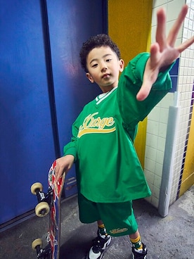 「XLARGE KIDS（エクストララージキッズ）のアイテム」を使った、X-girl STAGES・XLARGE KIDSさん（キッズ・110cm）の春コーディネート