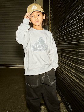 「アイテム（スウェットパンツ）」を使った、X-girl STAGES・XLARGE KIDSさん（キッズ・120cm）の秋コーディネート