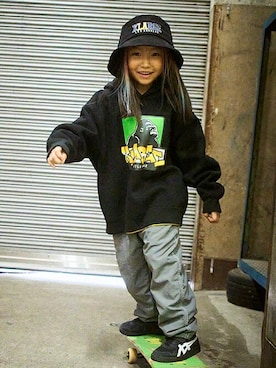 X-girl STAGES・XLARGE KIDSさん（キッズ・108cm）の冬コーディネート