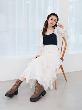 「カフェ巡り」｜マジェスティックレゴン池袋サンシャインシティ店スタッフさん（レディース・155cm）の夏コーディネート