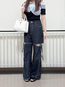 「MAJESTIC LEGON（マジェスティックレゴン）のアイテム（Tシャツ/カットソー）」を使った、マジェスティックレゴン池袋サンシャインシティ店スタッフさん（レディース・165cm）の夏コーディネート