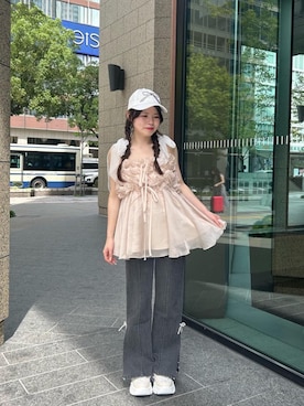 「ブルべ夏」｜マジェスティックレゴン名古屋近鉄店スタッフさん（レディース・150cm）の夏コーディネート