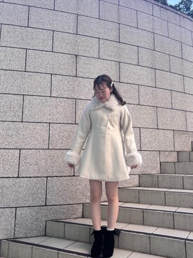 「MAJESTIC LEGON（マジェスティックレゴン）のアイテム（その他アウター）」を使った、マジェスティックレゴン名古屋近鉄店スタッフさん（レディース・156cm）の冬コーディネート