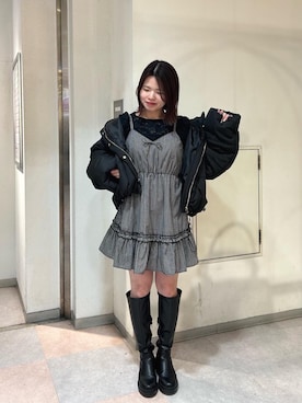 「ブルべ夏」｜「アイテム（ダウンジャケット/コート）」を使った、マジェスティックレゴン名古屋近鉄店スタッフさん（レディース・150cm）の冬コーディネート