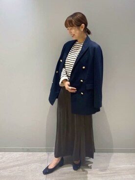 「アイテム（バレエシューズ、ブルー系）」を使った、ayaさん（レディース・154cm）の秋コーディネート