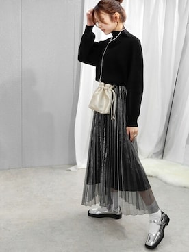 「minia（ミニア）のアイテム（リング）」を使った、miniaさん（レディース・158cm）の秋コーディネート