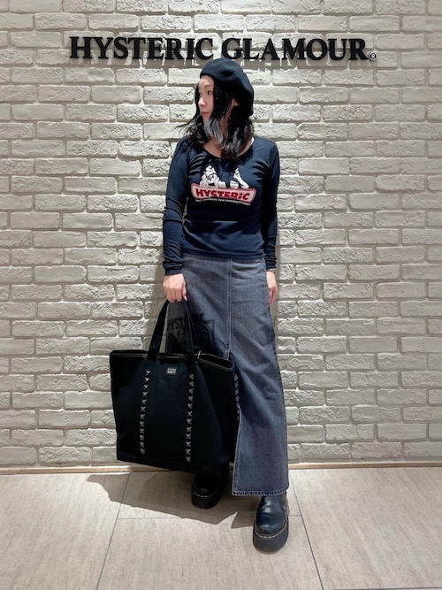 ヒステリックグラマー　HYSTERIC GLAMOUR デニム　ロングスカート スクラッチロングデニムスカート|HYSTERIC GLAMOUR WOMEN