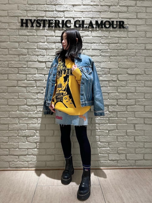 【ヒステリックグラマー】 LOGO刺繍 Aラインデニムミニスカート HYSTERIC GLAMOUR｜HYS LOGO刺繍 Aラインデニムミニスカート