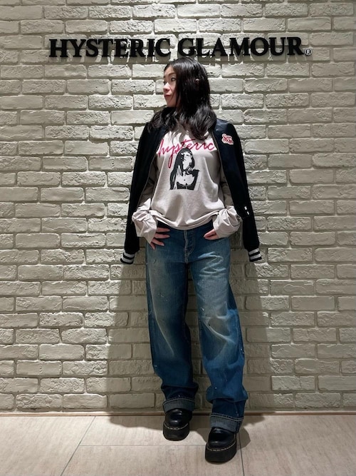 ヒステリックグラマー　レディース　スカジャン　ガール　刺繍　ブラック HYSTERIC GLAMOUR（ヒステリックグラマー）の「FUTURE DAYS刺繍