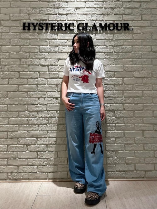 HYSTERICGLAMOUR WHIP LASH ショート丈Tシャツ HYSTERIC GLAMOUR - WHIP LASH ショート丈Tシャツ / ブラック