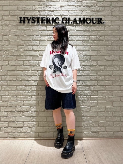 極美品 HYSTERIC WOMAN オーバーサイズTシャツ HYSTERIC GLAMOUR - LEATHER WOMAN オーバーサイズTシャツ