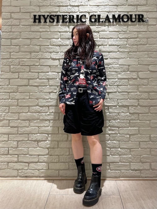 【レア美品】ヒステリックグラマー クロップド丈カーゴパンツ ブラック XS カーゴショーツ（カーゴパンツ）｜HYSTERIC GLAMOUR