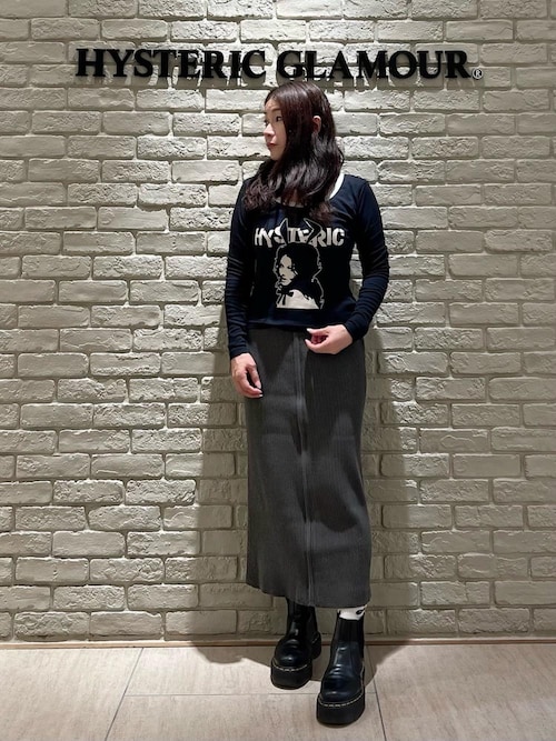 vintage hysterics leopard girl tee 長袖 BUNNY GIRLレースアップ チビTシャツ|HYSTERIC GLAMOUR WOMEN