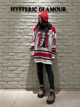 「アイテム（ニットキャップ/ビーニー、レッド系）」を使った、SUZUKIさん（レディース・150cm）の秋コーディネート