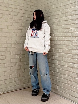 「HYSTERIC GLAMOUR（ヒステリックグラマー）のアイテム（パーカー）」を使った、SUZUKIさん（レディース・150cm）の秋コーディネート