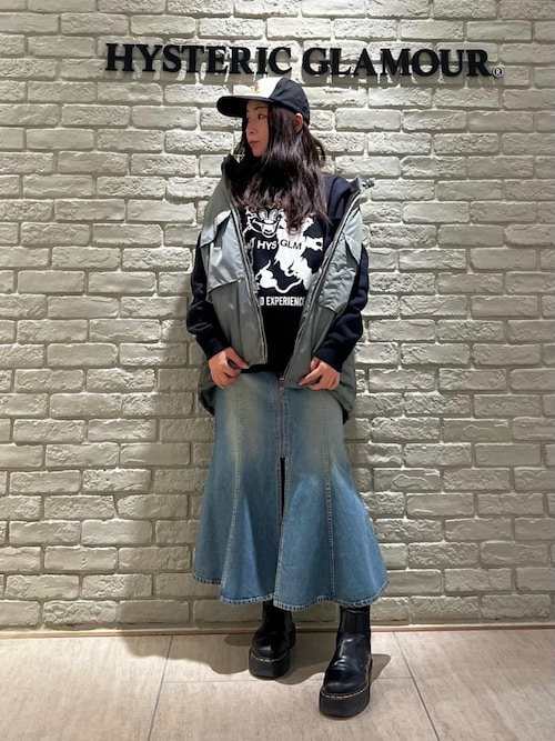 ヒステリックグラマー スタッズ ダメージ デニム ロングスカート XS