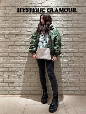 「アイテム（ミリタリージャケット）」を使った、SUZUKIさん（レディース・150cm）の冬コーディネート