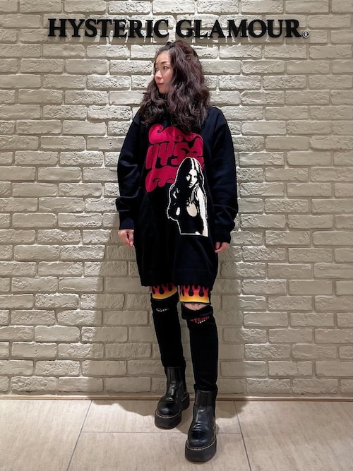 スウェットワンピース・黒●ヒステリックグラマー HYSTERIC GLAMOUR（ヒステリックグラマー） ワンピース FLAME WOMAN編