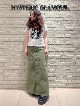「HYSTERIC GLAMOUR（ヒステリックグラマー）のミリタリーロングスカート（スカート、グリーン系）」を使った、SUZUKIさん（レディース・150cm）の夏コーディネート