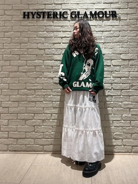 「HYSTERIC GLAMOUR（ヒステリックグラマー）のHYSTERIC TYPICAL GIRLS ティアードスカート（スカート、ホワイト系）」を使った、SUZUKIさん（レディース・150cm）の夏コーディネート