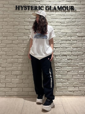 「HYSTERIC GLAMOUR（ヒステリックグラマー）のHYS LOGO スウェットパンツ（スウェットパンツ、ブラック系）」を使った、SUZUKIさん（レディース・150cm）の夏コーディネート