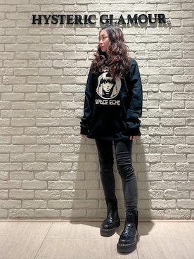 「HYSTERIC GLAMOUR（ヒステリックグラマー）のスキニーデニムパンツ（デニムパンツ、ブラック系）」を使った、SUZUKIさん（レディース・150cm）の秋コーディネート