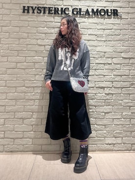 「HYSTERIC GLAMOUR（ヒステリックグラマー）のWOMAN BANANA スポーツソックス（ソックス/靴下、パープル系）」を使った、SUZUKIさん（レディース・150cm）の秋コーディネート