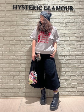 「HYSTERIC GLAMOUR（ヒステリックグラマー）のWOMAN BANANA スポーツソックス（ソックス/靴下、パープル系）」を使った、SUZUKIさん（レディース・150cm）の秋コーディネート