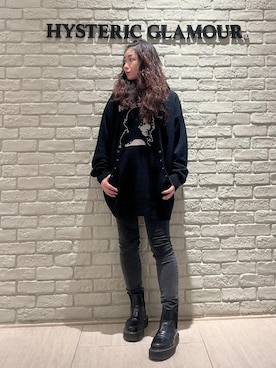 「HYSTERIC GLAMOUR（ヒステリックグラマー）のスキニーデニムパンツ（デニムパンツ、ブラック系）」を使った、SUZUKIさん（レディース・150cm）の秋コーディネート