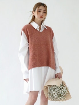 「UNE MANSION（ユヌマンション）のアイテム（ベスト）」を使った、UNE MANSIONさん（レディース・159cm）の春コーディネート