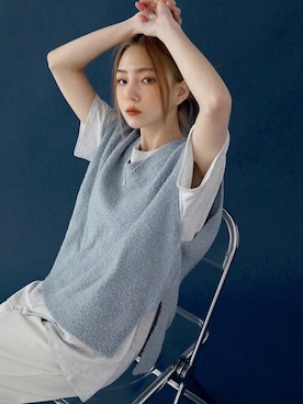 「UNE MANSION（ユヌマンション）のアイテム（ベスト）」を使った、UNE MANSIONさん（レディース・159cm）の春コーディネート