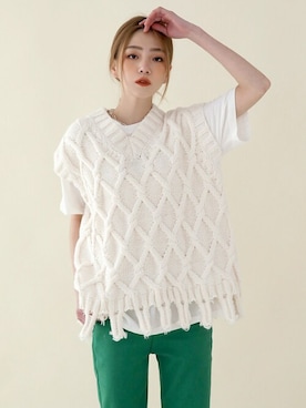 「UNE MANSION（ユヌマンション）のアイテム（ベスト）」を使った、UNE MANSIONさん（レディース・159cm）の春コーディネート