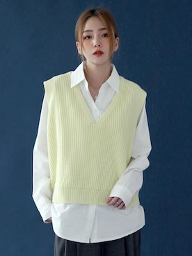 「UNE MANSION（ユヌマンション）のアイテム（ベスト）」を使った、UNE MANSIONさん（レディース・159cm）の春コーディネート