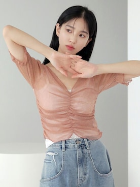 「シャーリング」｜UNE MANSIONさん（レディース・162cm）の春コーディネート